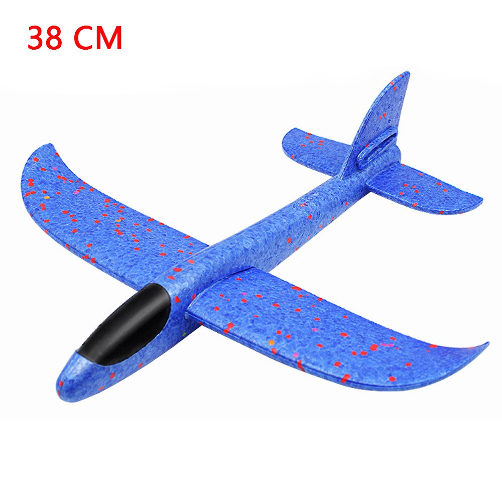 38/48Cm Hand Gooi Schuim Vliegtuig Speelgoed Outdoor Lancering Zweefvliegtuig Vliegtuig Kids Speelgoed Gratis Fly Vliegtuig Speelgoed puzzel Model Jouet: 38cm blue