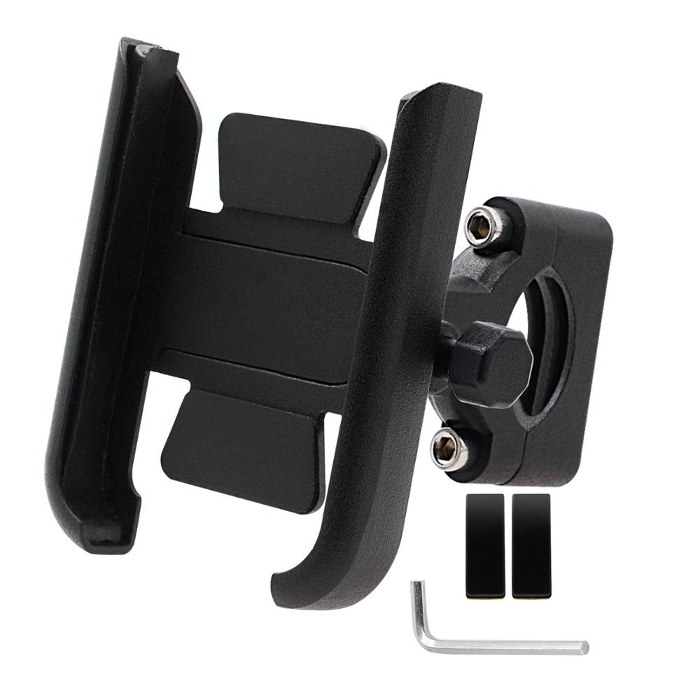 Universal aluminiumslegering motorcykel bakspejl mobiltelefon holder holder støttehåndtag cykel moto mount holder: Sort-styr