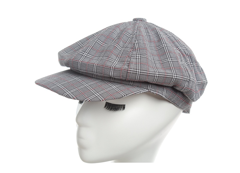 Octagonal cap Cotton and linen Octagonal cap for lady Autumn Winter Unisex lattices line elegance Newsboy cap: Red