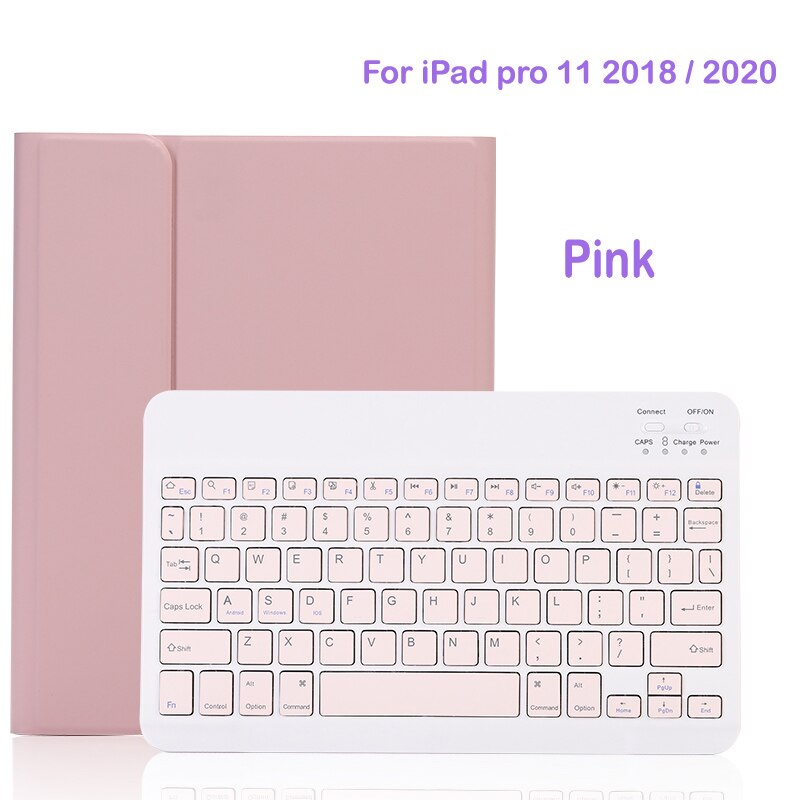 Case For iPad 10.2 9.7 5th 6th 7th Generation bluetooth Keyboard Case for iPad Air 1 2 3 Pro 10.5 11 12.9 Cover: iPad pro 11 Pink