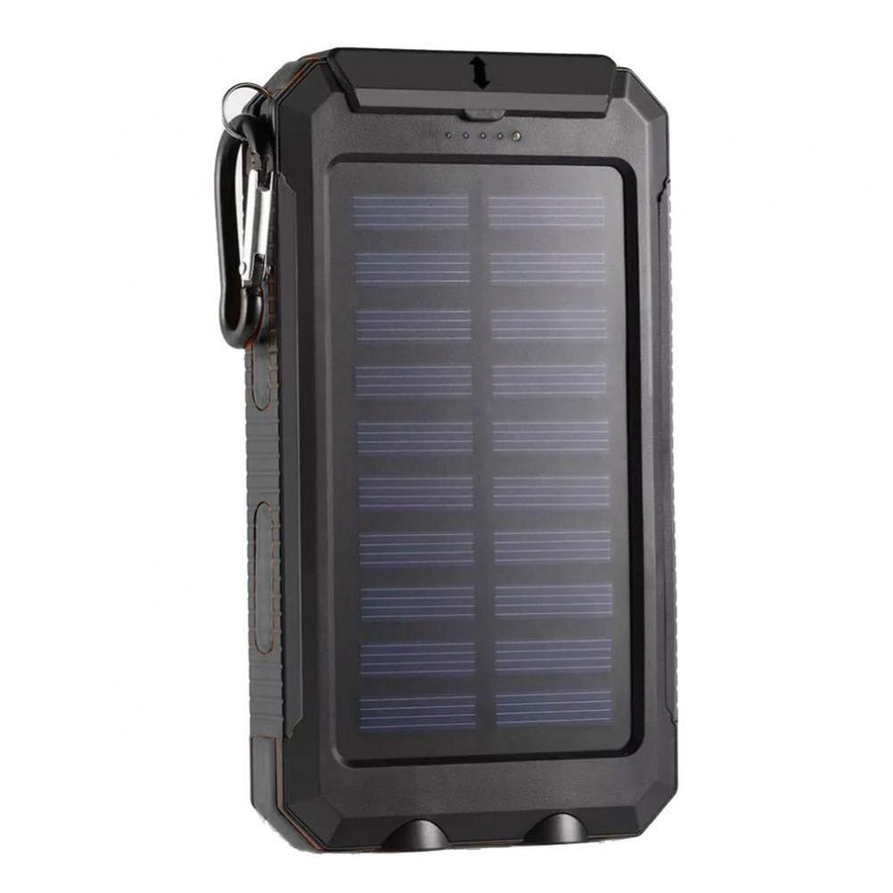 1.5W 5V 2.1A 1A Waterproof LED Light Dual USB DIY Solar Power Bank Case Kits Battery Charger External Box Flashlight Plastic: Black