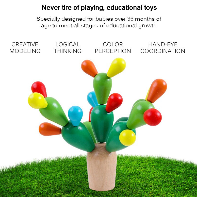 Wooden Cactus Building Toy Set Muti-Function Children'S Educational Toys DIY Wooden Toy For Kids