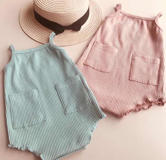 0-18M Newly Summer Infant Baby Girls Boys Jumpsuits Solid Pocket Sleeveless Bodysuits 2 Colors