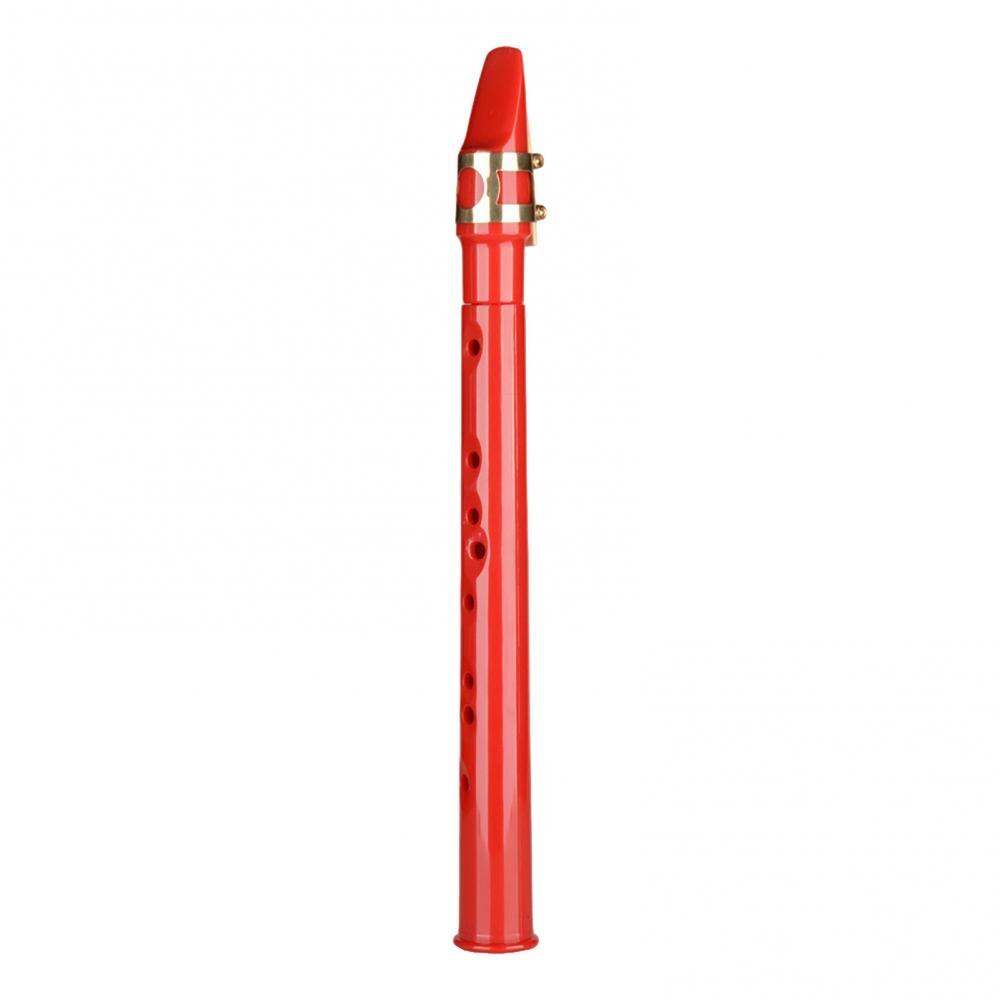 Saxofón de bolsillo portátil de plástico para entrenamiento, instrumento de saxo con lengüetas, bolsa de transporte, pastas de diente para principiantes: Rojo