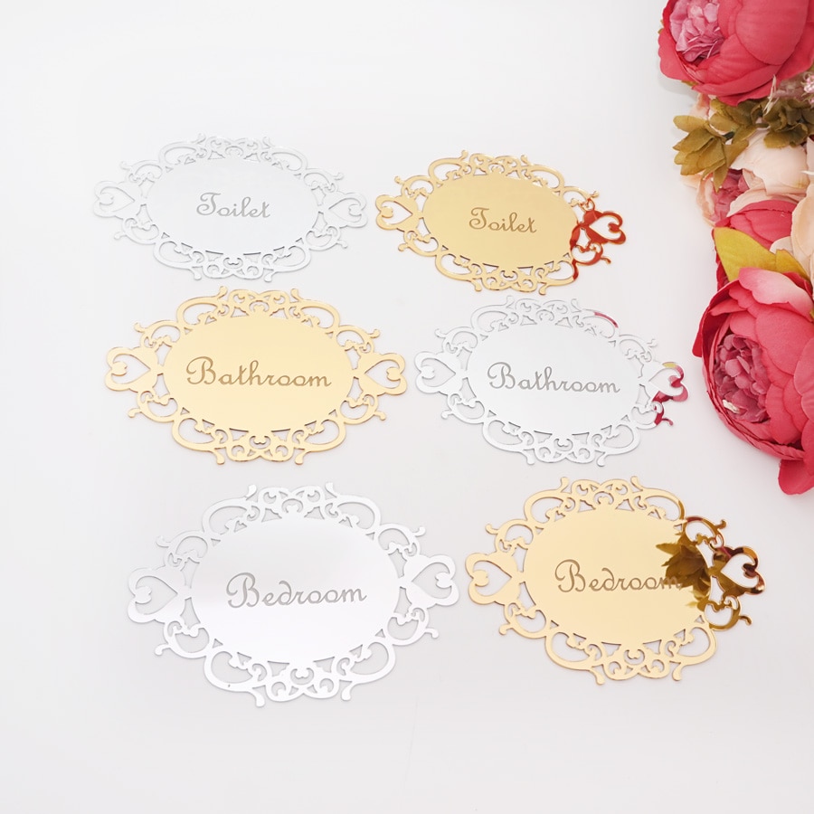 Bedroom Bathroom Toilet WC Door Sign Wall Sticker Signage Acrylic Mirror Oval Indicator Home Decor House Moving