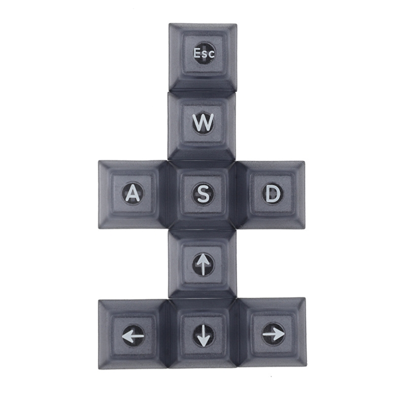 Capuchons de touches WASD Direction ESC 9 pièces, rétro-éclairage Transparent pour clavier mécanique: Black