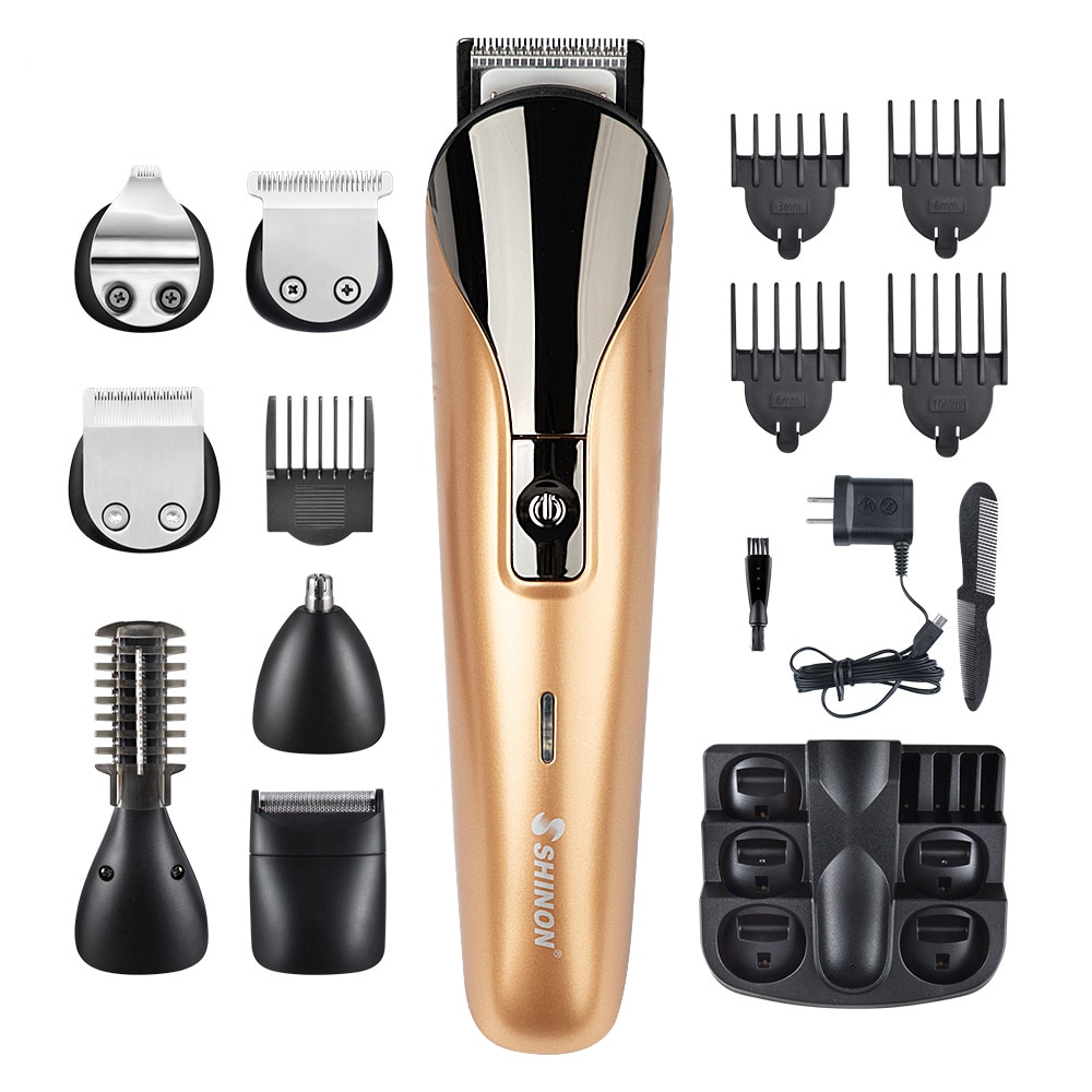 Men Electric Hair Clipper 6 In 1 Multifunctional Hair Cutter Machine Rechargeable Hair Trimmer For Beard Nose Ears