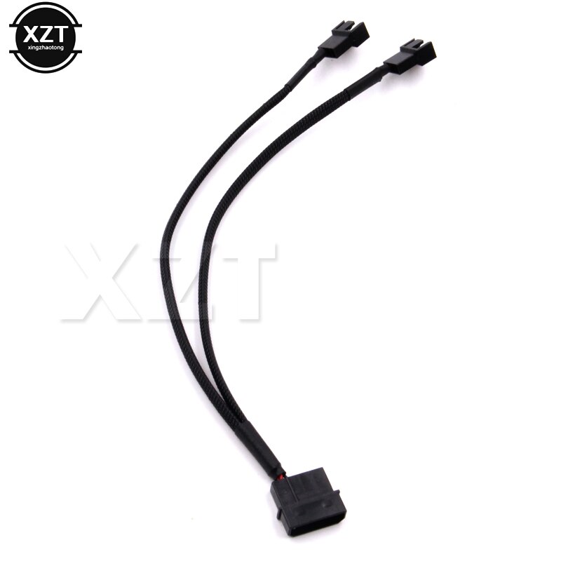 1PCS 4pin IDE Molex 2-Port 3Pin/4Pin Cooler Cooling Fan Power Cable Cord Black 22AWG wire