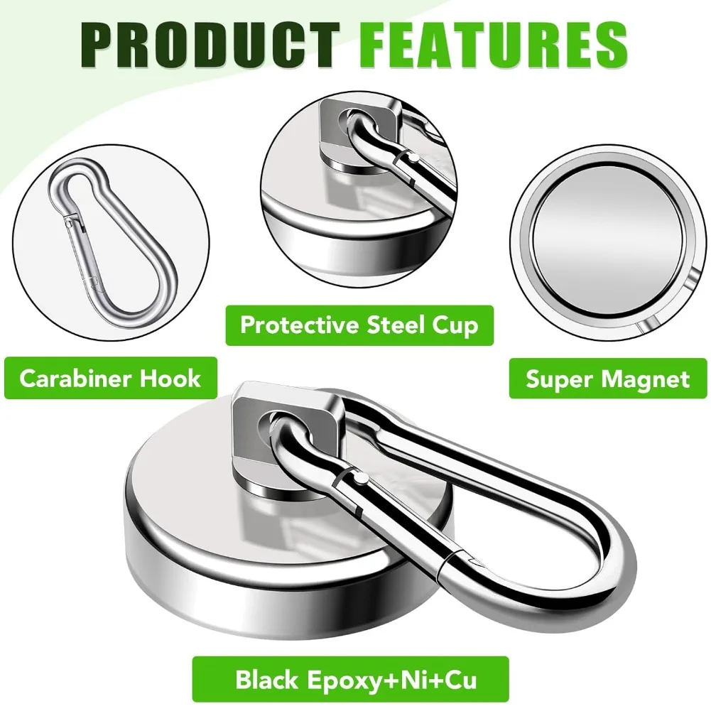 Magnetic Hooks Strong magnets Heavy Duty Neodymium Magnet Hooks With Swivel Carabiner Hook For Refrigerator Magnetic Materials