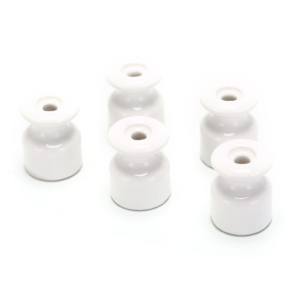5 stk / lot porcelænisolator til vægledninger keramiske isolatorer 5 farver frekvens elektrisk porcelæn keramisk isolator: Hvid