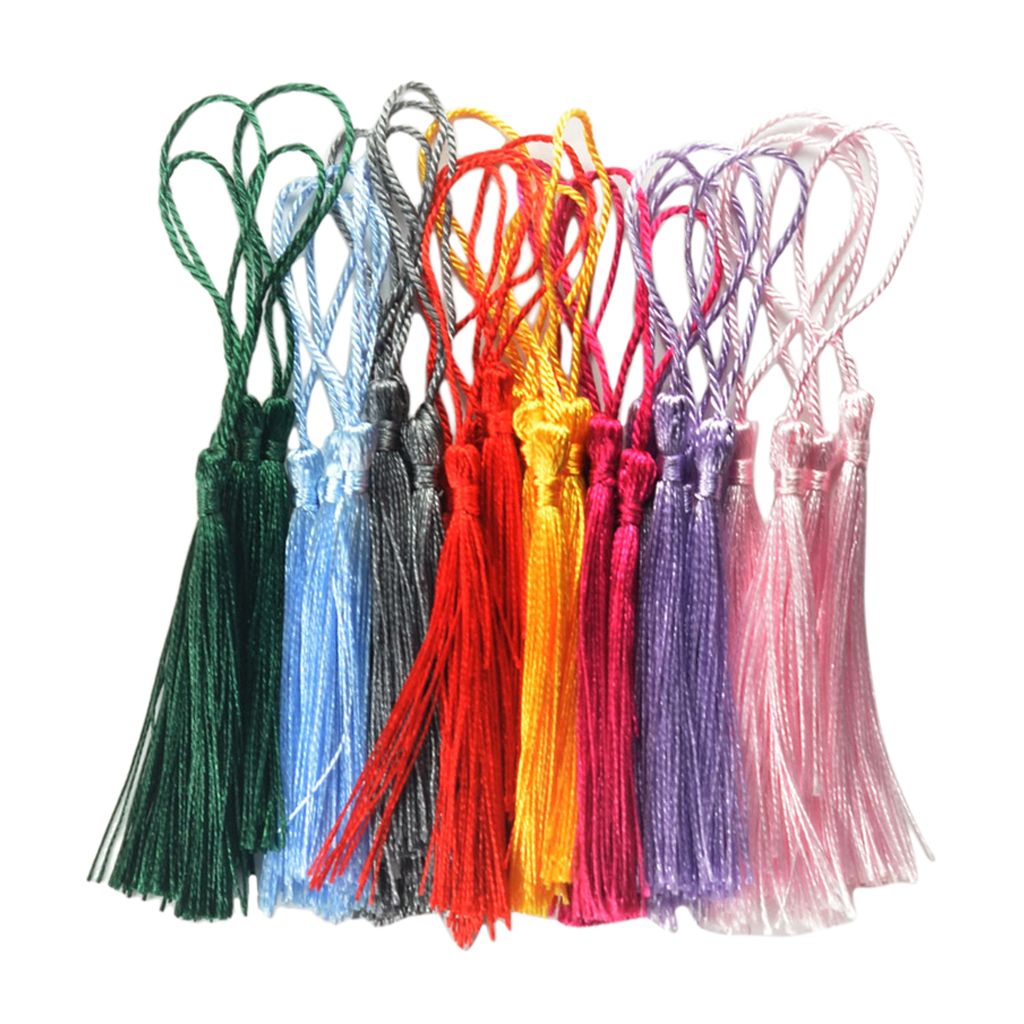 30Pcs Silky Handmade Soft Craft Mini Tassels with Loops for Bookmarks Jewelry Making, Decoration DIY Projects (Mixed)