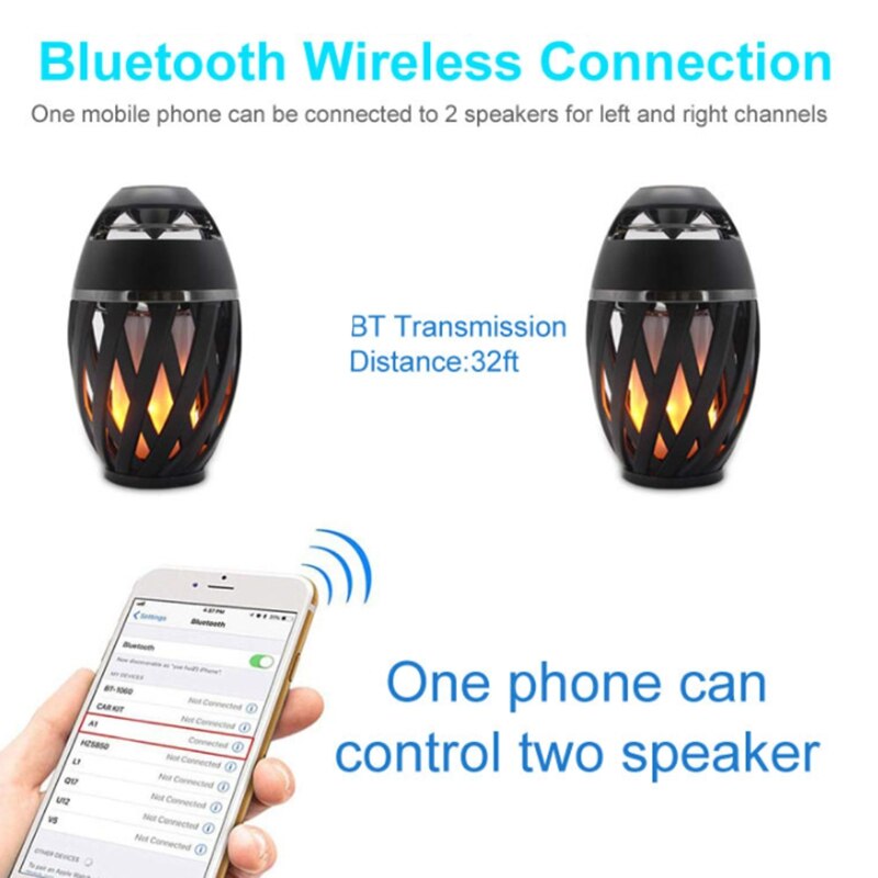 Wireless Speaker Flame Light Speaker Portable Loudspeaker Outdoor Player with LED Flame Torch Light Flicker Light