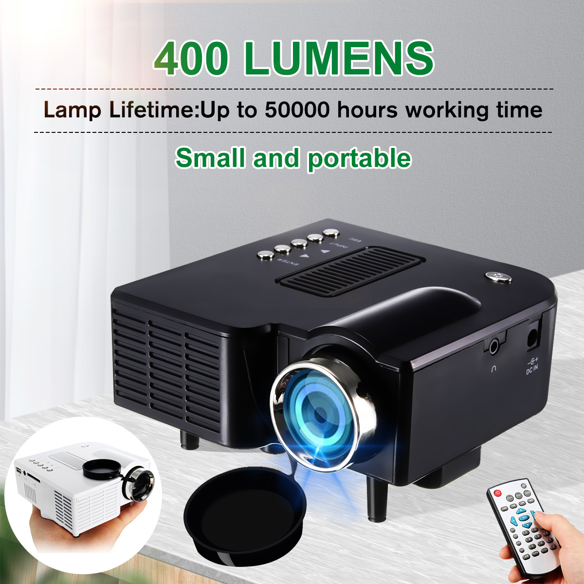 UNIC UC28 + proyector LED portátil Cinema Theater Mini proyector USB/SD/AV entrada Mini proyector de entretenimiento