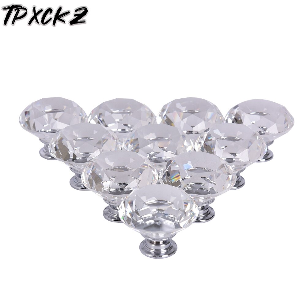 16Pcs 40Mm Diamant Vorm Crystal Glass Knoppen Kast Lade Pull Keukenkast Deur Kledingkast Handles Hardware