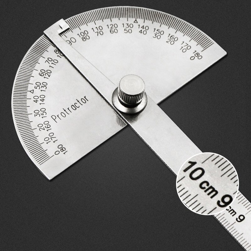 180 Degree Adjustable Multifunction Stainless Steel Roundhead Ruler Mathematics Measuring Tool Hand Operated Tools