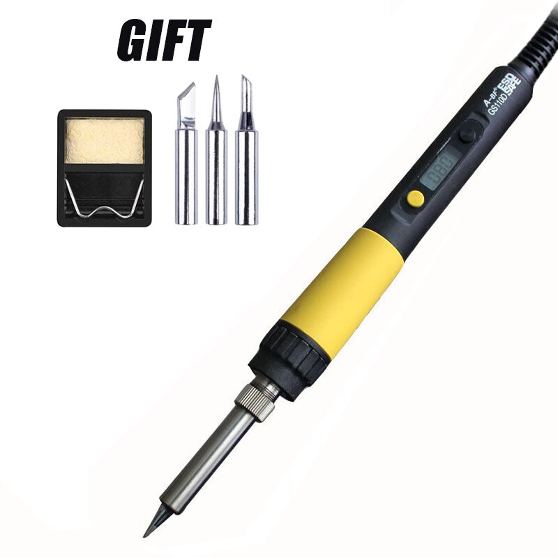 Electric Soldering Iron LCD Display Adjustable Temperature Hand Welding Tool Kit 220V Solder Iron with Soldering Tips: GS110D(Set)
