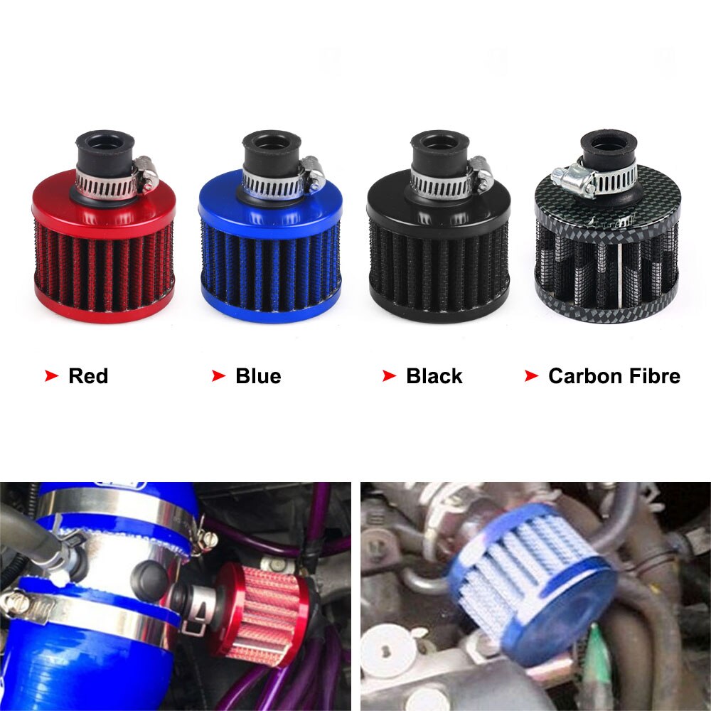 Filtro de aire pequeño Universal de 12MM para motocicleta Turbo, filtro de entrada de aire frío de carreras de alto flujo, accesorios para coche con cabeza de seta