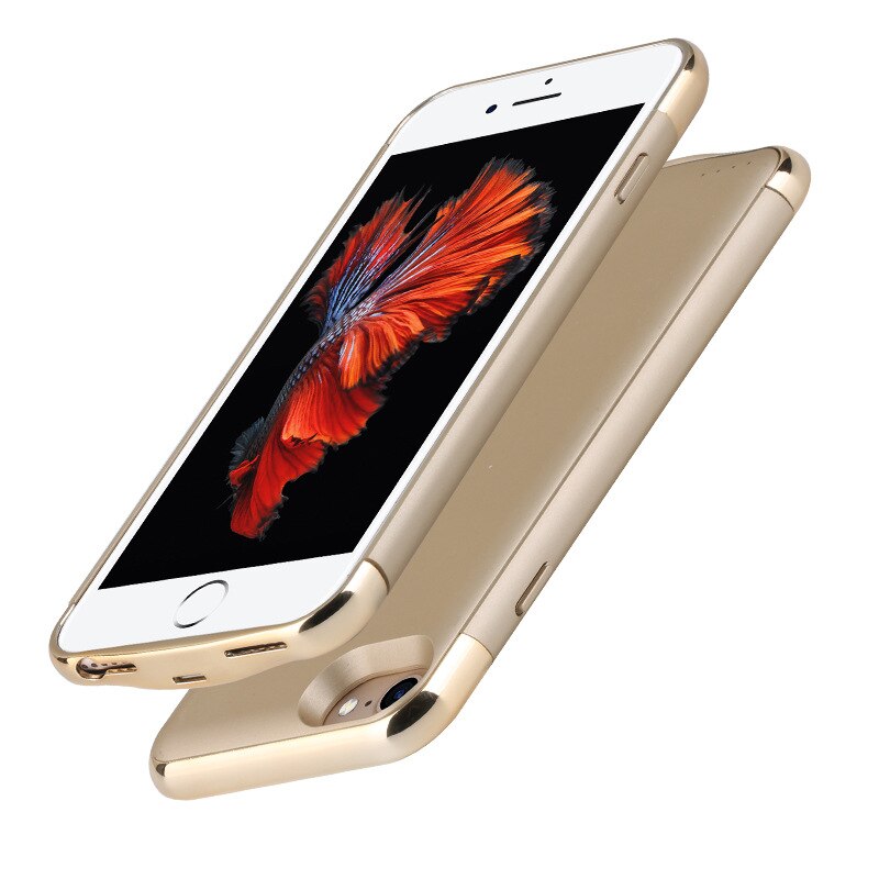 Stötsäker batteriladdare till iphone 2 6 6s 7 8 3500 mah extern laddare mobiltelefonskydd backup power bank laddningsväska: Gyllene