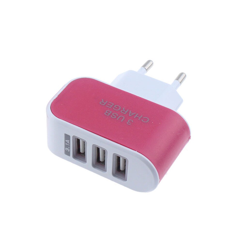 Eu Plug 3 Usb Poorten Triple Usb-poort Muur Home Reizen Ac Charger Adapter Converters Voor Samsung apple Ipad: Red