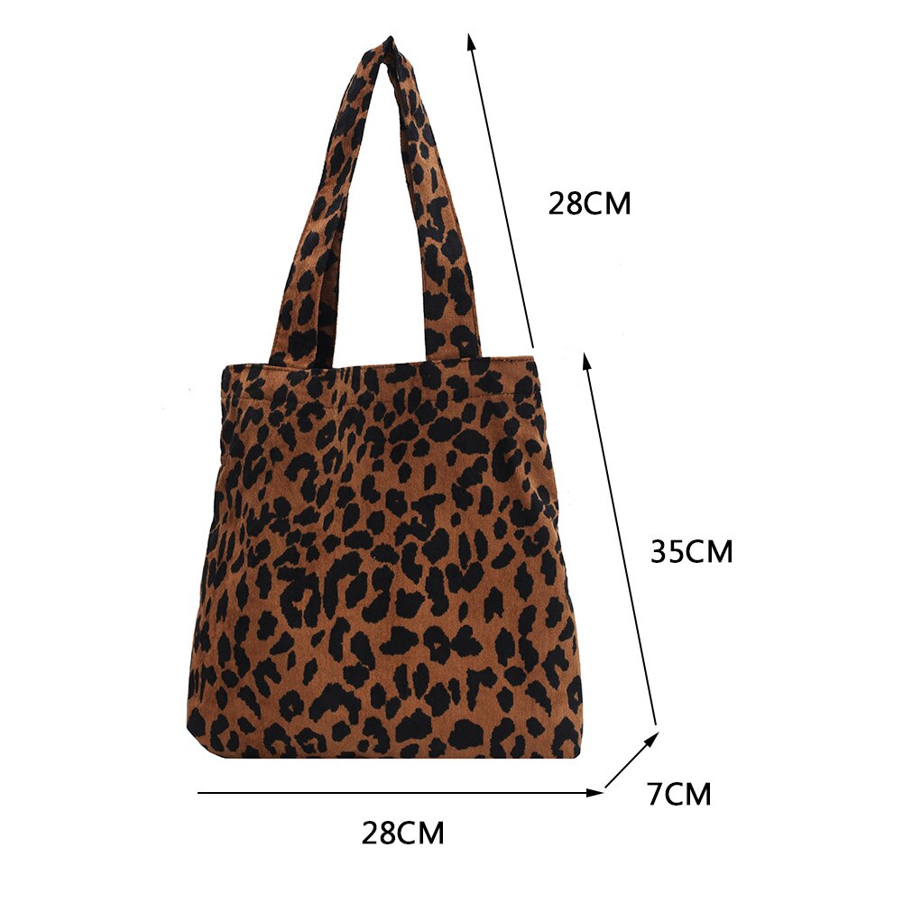 Vrouwen Corduroy Handtassen Zebra Leopard Patroon Schoudertas Grote Capaciteit Dames Animal Tassen