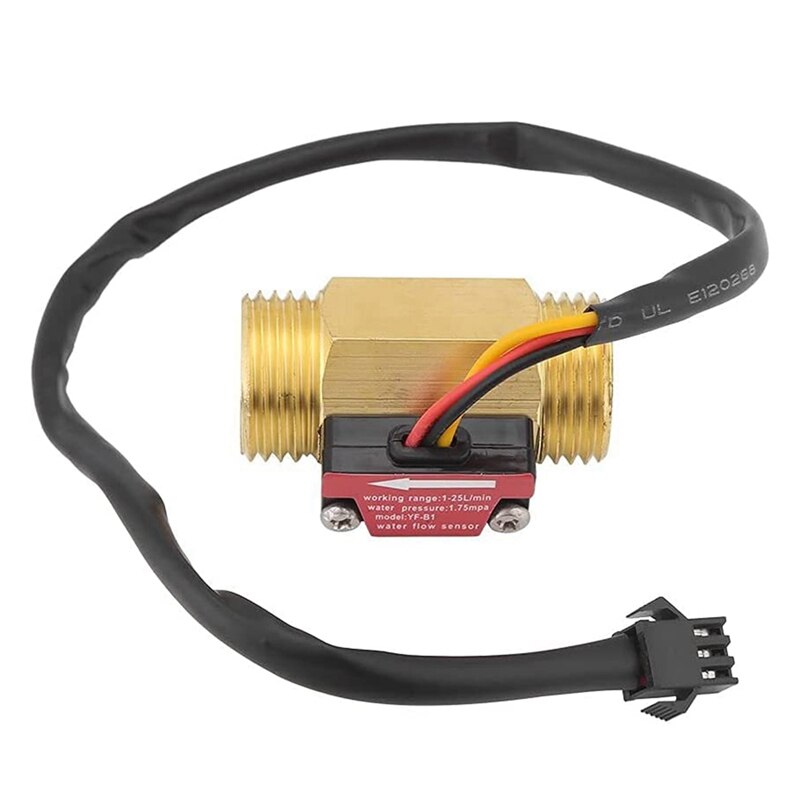 1 Piece Of Yf-B1 Turbine Water Flow Sensor G1 / 2 Inch Electromagnetic Brass In-Line Hall Switch Male Thread 1-25 L/Min