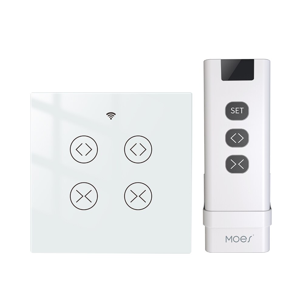 MoesHouse-Interruptor de doble cortina para persiana enrollable, Motor eléctrico con WiFi, RF, Tuya, 2 entradas, Google Home, Alexa, Smart Life: Kit 1 White