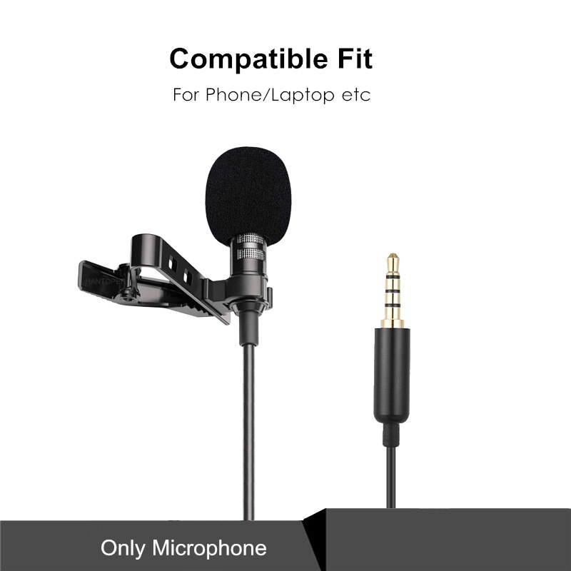 1.5m mini microfono Lavalier portatile a condensatore clip-in poi risvolto Mic cablato Mikrofo/Microfon per telefono per PC portatile: stile 1