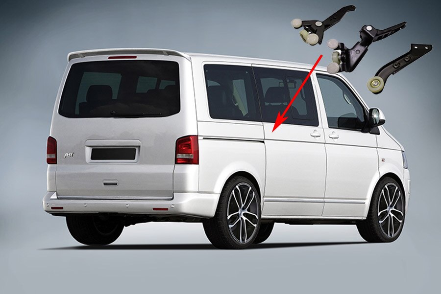 FOR VW T5 TRANSPORTER RIGHT SLIDING DOOR ROLLER ARM GUIDE MOUNT SET 7H0843436B 7H0843398H 7H0843336D