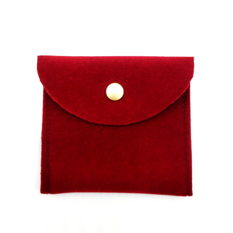 8x8cm Envelope velvet Bags Velvet Jewelry Packaging Pouch with Snap Fastener Dust Proof jewelry Storage: dark red