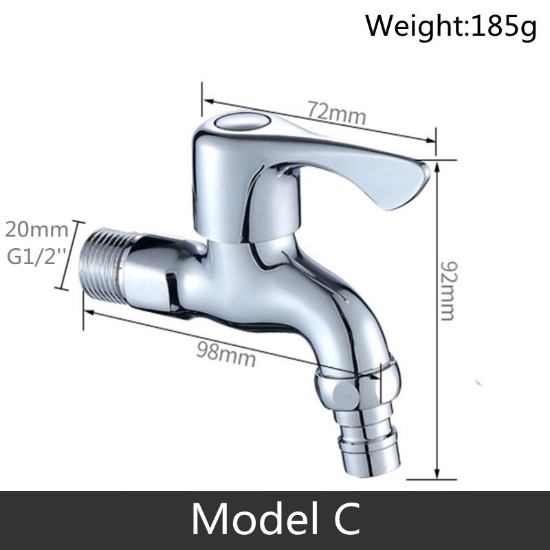 Modern Household Brass single cold tap Outdoor Faucet Garden Wall Bibcock Tap Bathroom Washing Machine mop taps DODI: Model C