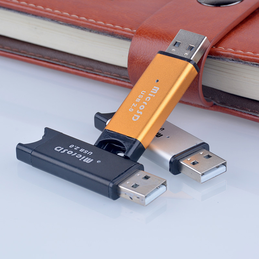 Lecteur de carte SD, adaptateur de carte mémoire USB 2.0 pour carte TF, Mini lecteur de carte en alliage d&#39;aluminium haute vitesse pour ordinateur portable