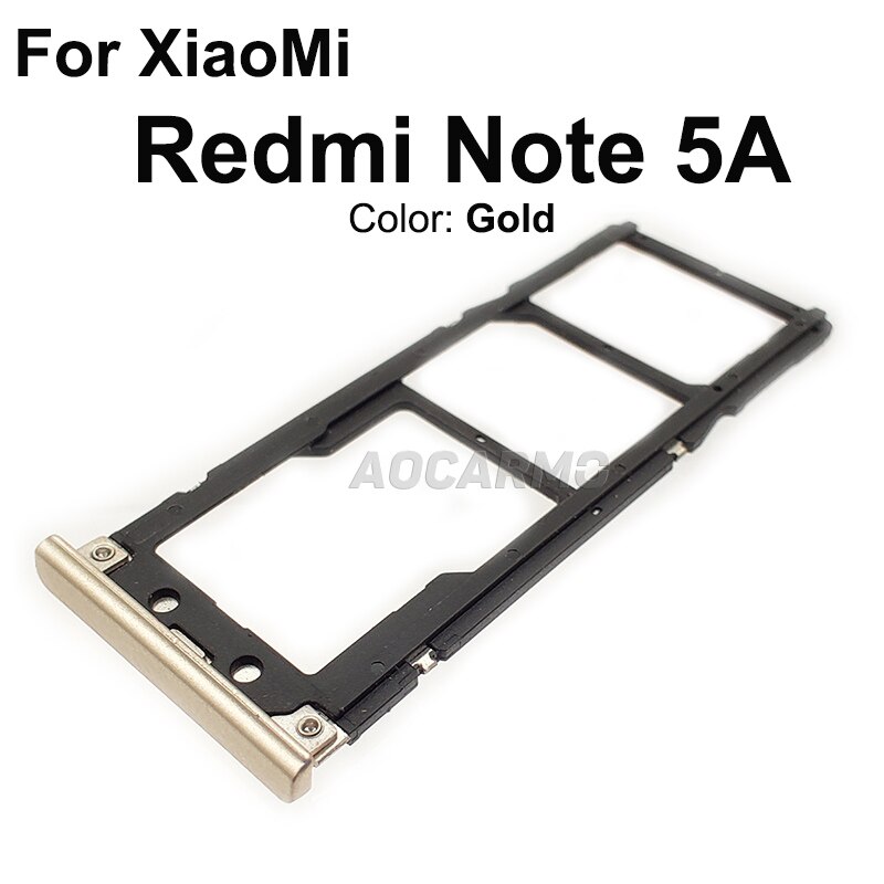 Aocarmo Für XiaoMi Redmi Hinweis 5 5A Metall Kunststoff Nano Sim Karte Tablett MicroSD Slot Halfter Ersatz Teil: Hinweis 5A -- Gold