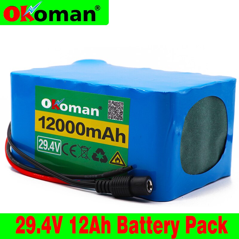 7S5P 24V 12Ah lithium-ion battery pack 29.4V 12000mAh bicycle scooter scooter lightweight bicycle wheelchair battery with BMS