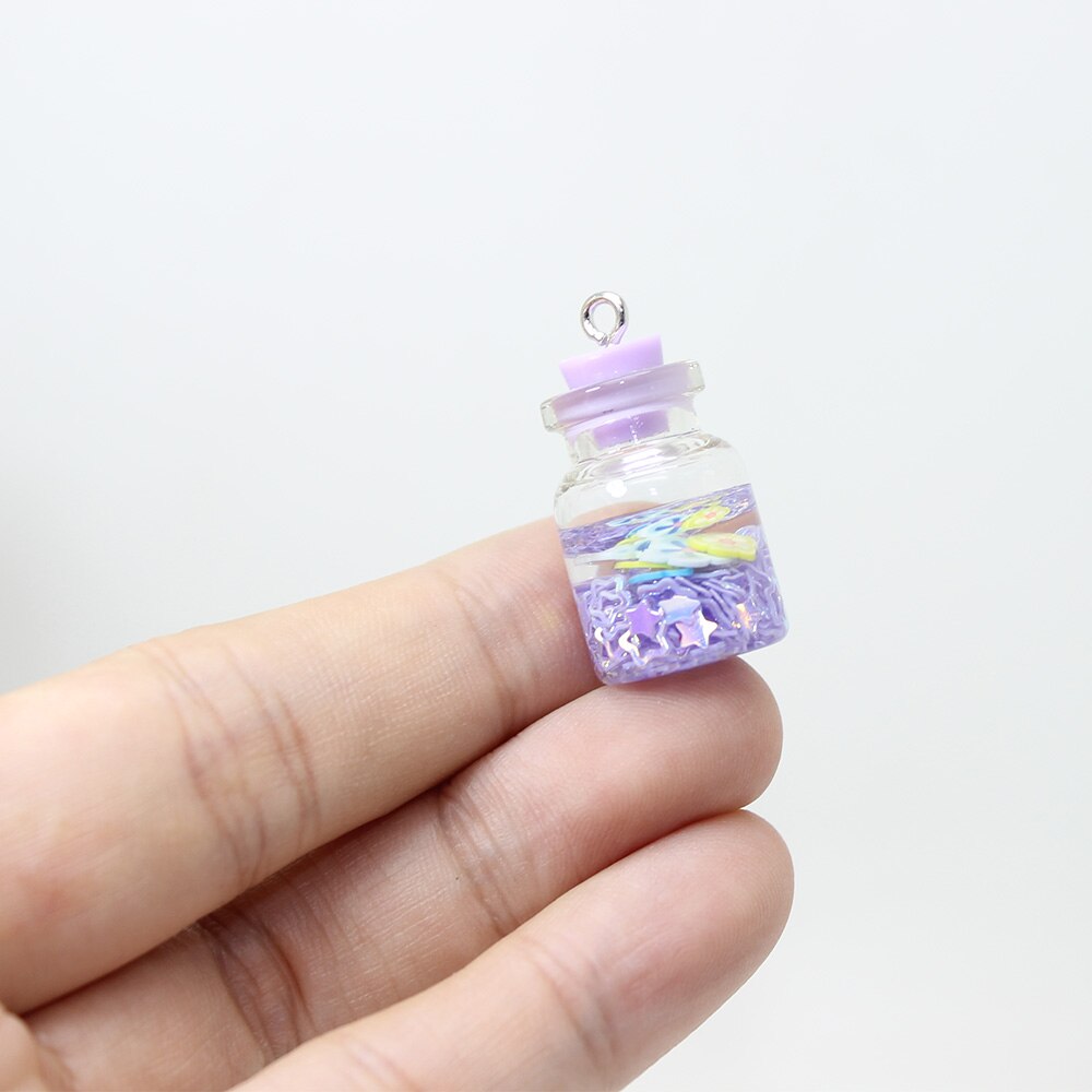 8pcs-- 25*15mm Candy Color Sequined Flower Glass Wishing Bottle Charm Pendant for Jewelry DIY Earrings.Bracelet,Necklace: 6