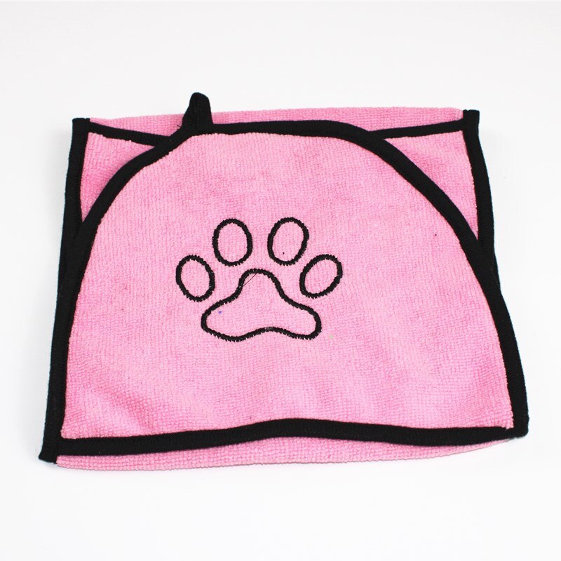 Pet Dog Bath Towel Double Sided Absorbent Fiber Gloves Cat Hygiene Supplies Pocket Soft Lightweight Plush Cleaning Towel: Pink