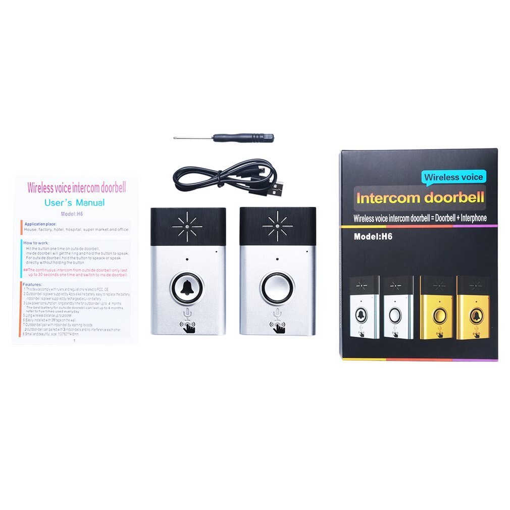 Intelligent Wireless Doorbell Voice Intercom 300M Distance Household Door Bell Outdoor Transmitter + Indoor Receiver Door Ring