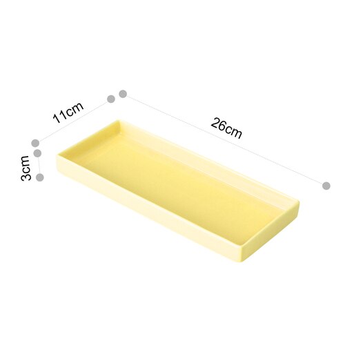 European ceramic sushi plate rectangular western food plate solid color home dessert snack food plate fish dish LB42317: yellow