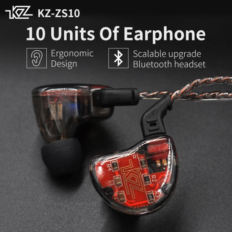 Kz ZS10 Hoofdtelefoon 4BA + 1DD Dynamische Armature Oordopjes Hifi Bass Headset Noise Cancelling In Ear Monitors Hybrid Oortelefoon