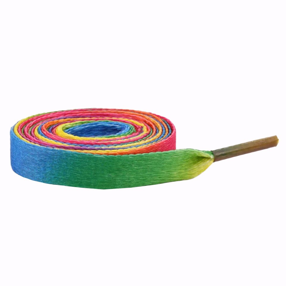 1 paire lacets colorés arc-en-ciel dégradé impression toile plate lacets chaussures décontracté couleur chromatique lacets décontracté és pour baskets: Smooth rainbow