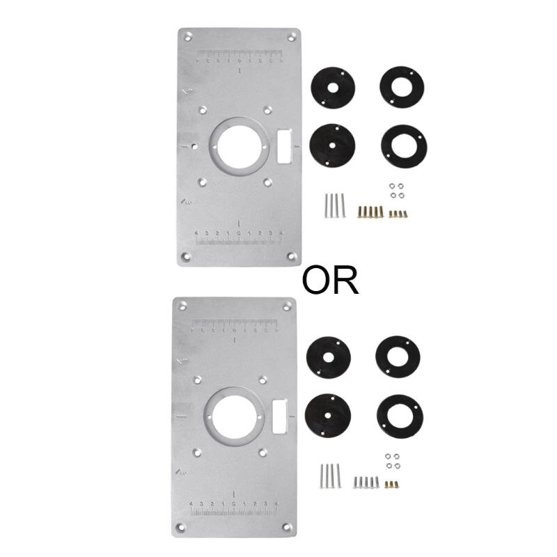 Aluminum Router Table Insert Plate w/ 4 Rings Screws For Woodworking Benches M03