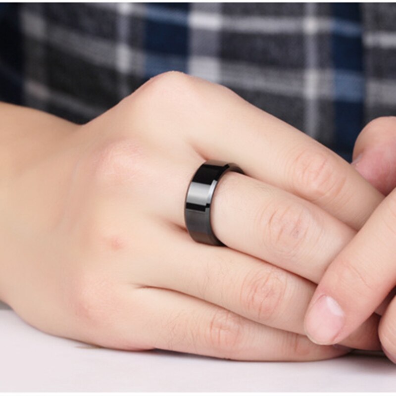 Men's Stainless Steel Unadjustable Rings Black For Male Boyfriend Simple Trendy Ring Punk Jewelry (US Size 6-13) 1PC