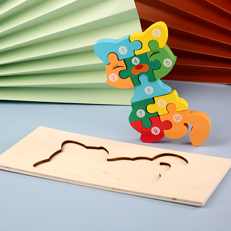 Puzzles en bois Montessori pour enfants, jouets Montessori pour tout-petits de 2 3 4 5 ans, Puzzle 3D, jouet éducatif dinosaure: Clair