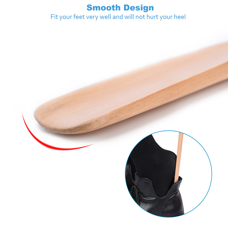 Soumit craft tresko horn hollandsk tre lang håndtak skohorn løfter med hengende tau for sko tilbehør horn 25cm 40cm 53cm