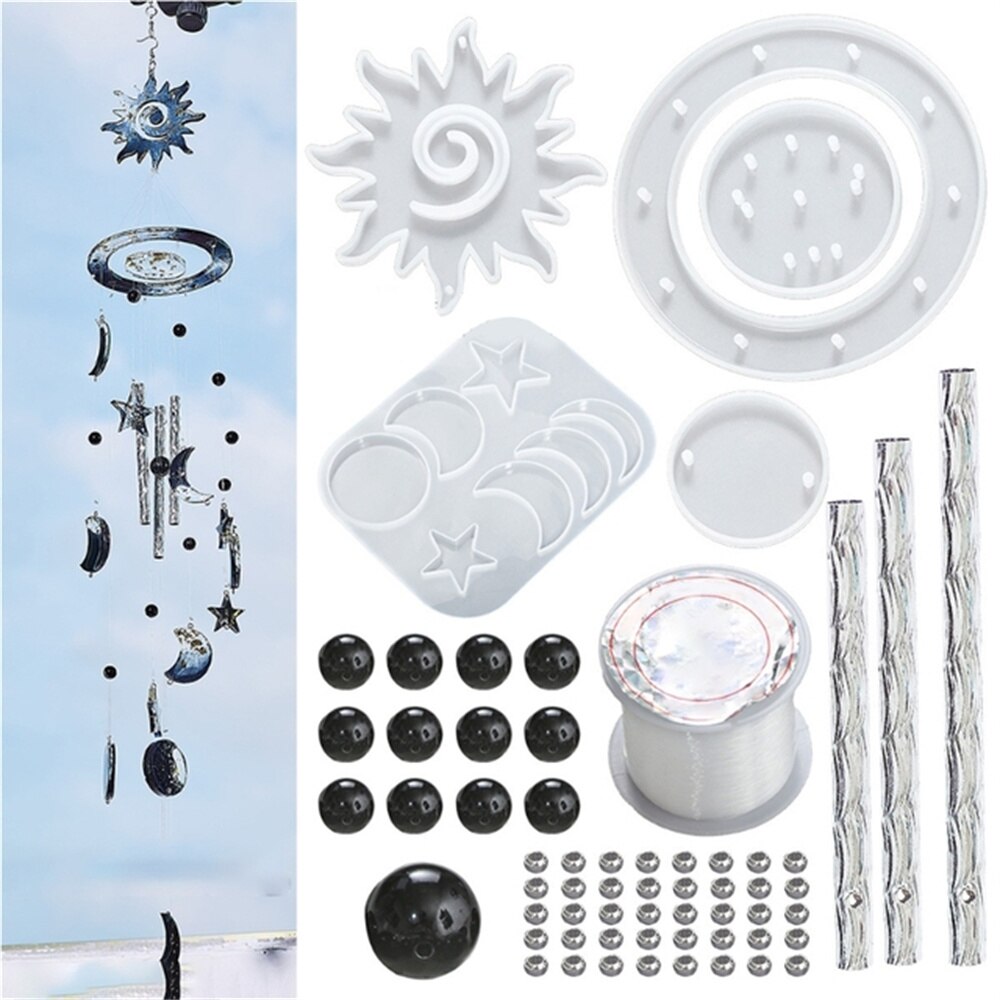 Attrape-rêve en résine époxy, moule en silicone pour miroir, décoration murale, outil fait à la main, bricolage, pour la maison: Sun series