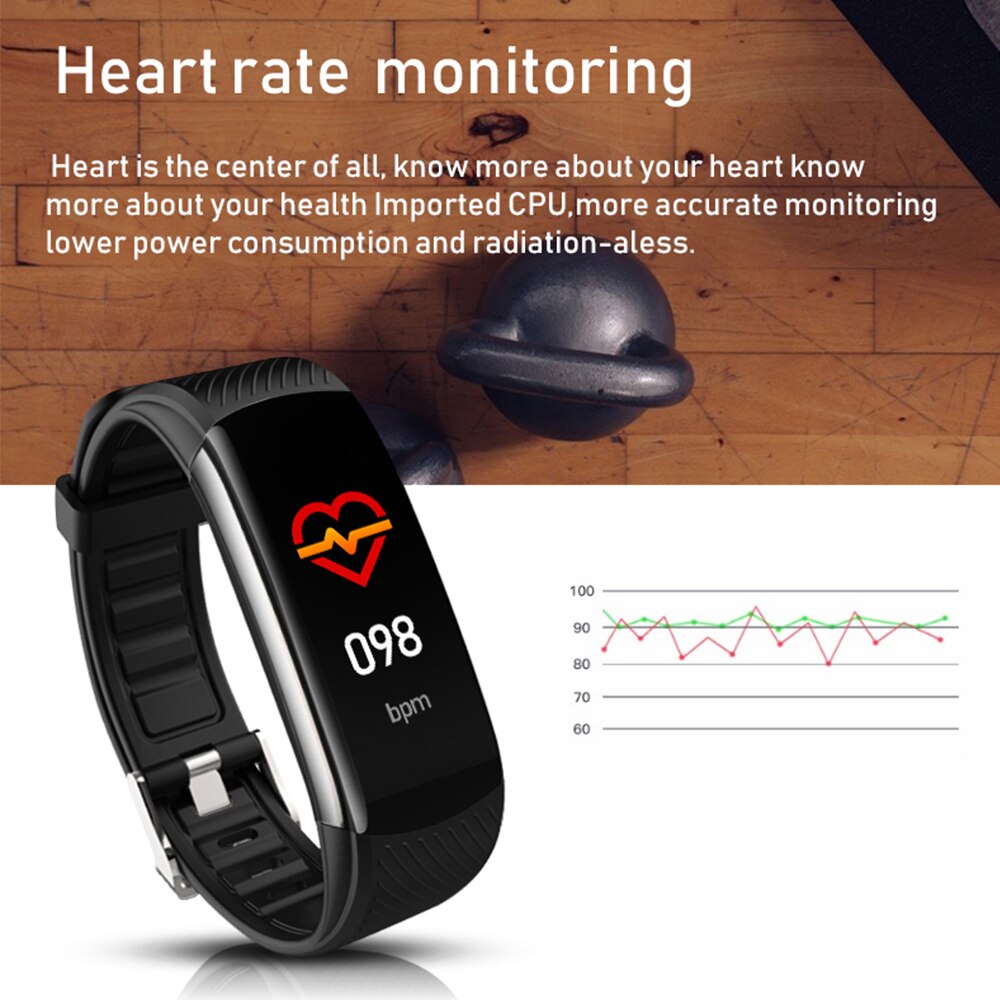 Neuestes smartes armband mit körpertemperaturmessung, blutdruck- und blutsauerstoffüberwachung  ip67 schrittzähler