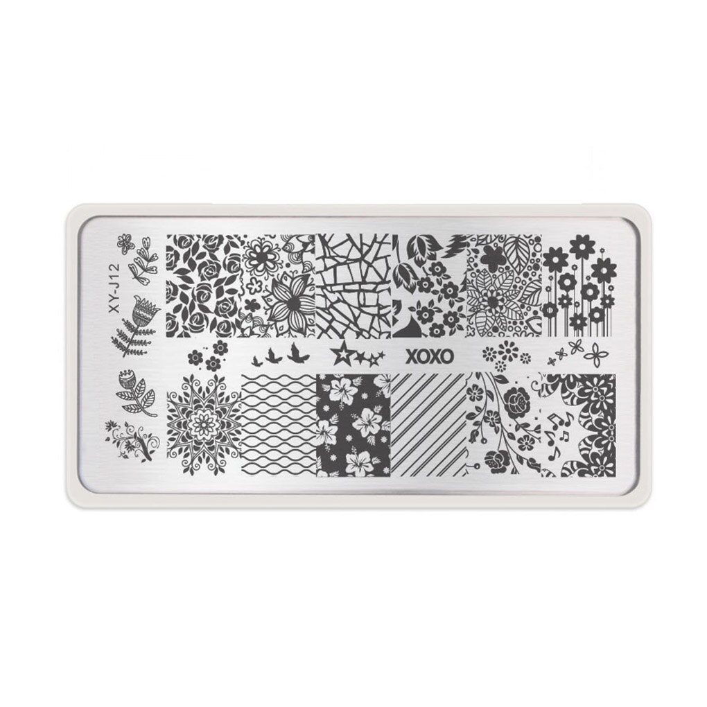 Pochoirs à ongles en , 1 pièce, modèles de tampons pour vernis à ongles en Gel, plaque d'image de manucure: 12