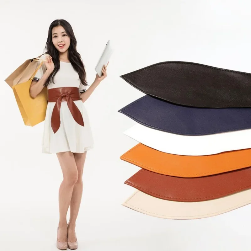 Frauen Schnürgürtel, eleganter Schleifengürtel, lang, schwarz, weiches Leder, breiter Bund, Schleife, Kummerbund, Krawatten, Schleife, Damenkleid, Dekoration