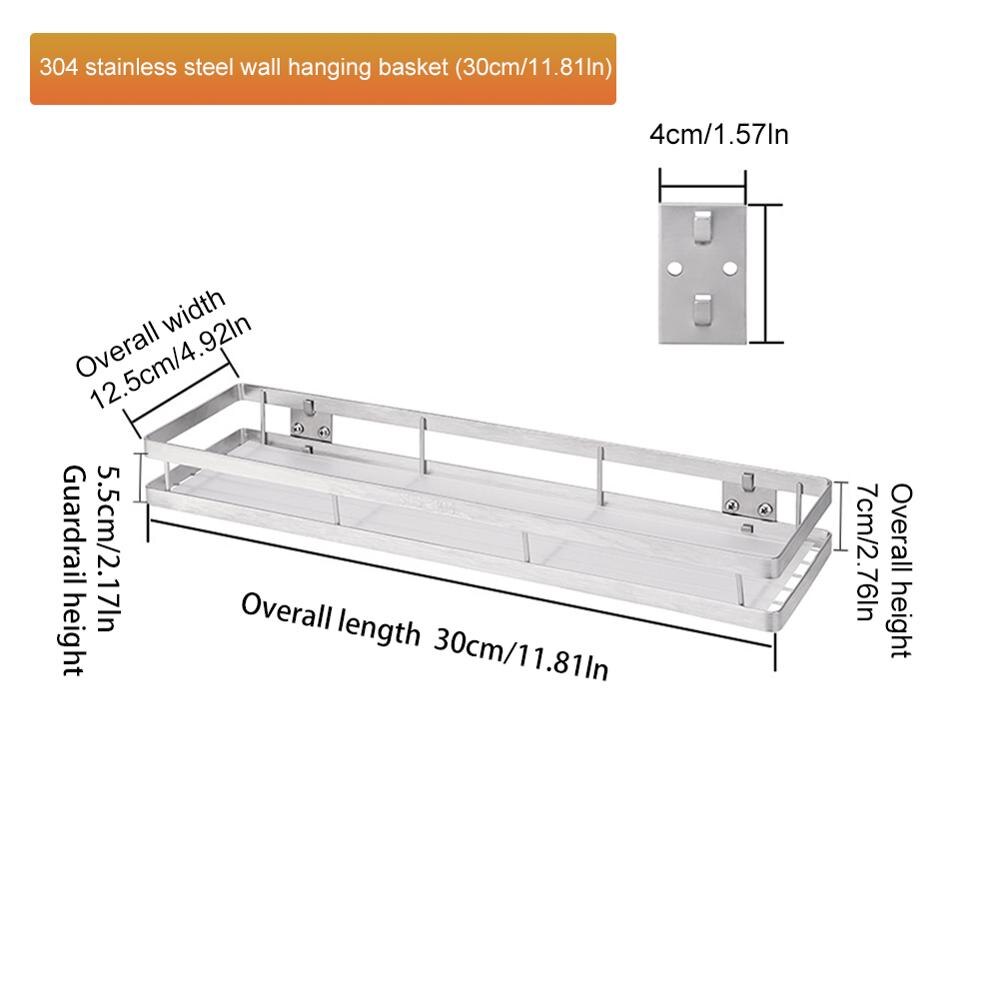 Kitchen punch-free stainless steel wall-mounted multi-function shelf condiment storage rack thickened floating finisher bathroom: Silver 1