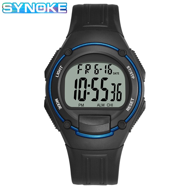 Synoke Chronograaf Mannen Horloges Digitale Sport 3Bar Schokbestendig Acryl Repeater Back Light Mode Eenvoudige Man Horloge