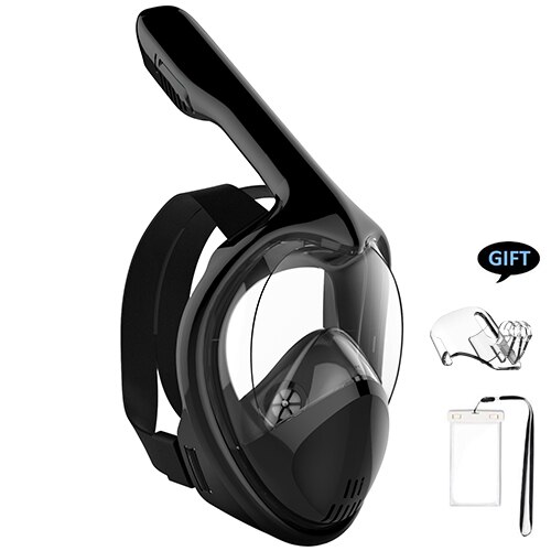 2019 Pieno Viso Lo Snorkeling Maschere Panoramica 180 Vista Anti-nebbia Anti-Perdita di Nuoto Scuba Subacquea Maschera Subacquea Compatibile nuovo di sicurezza: PianoBlack / S/M